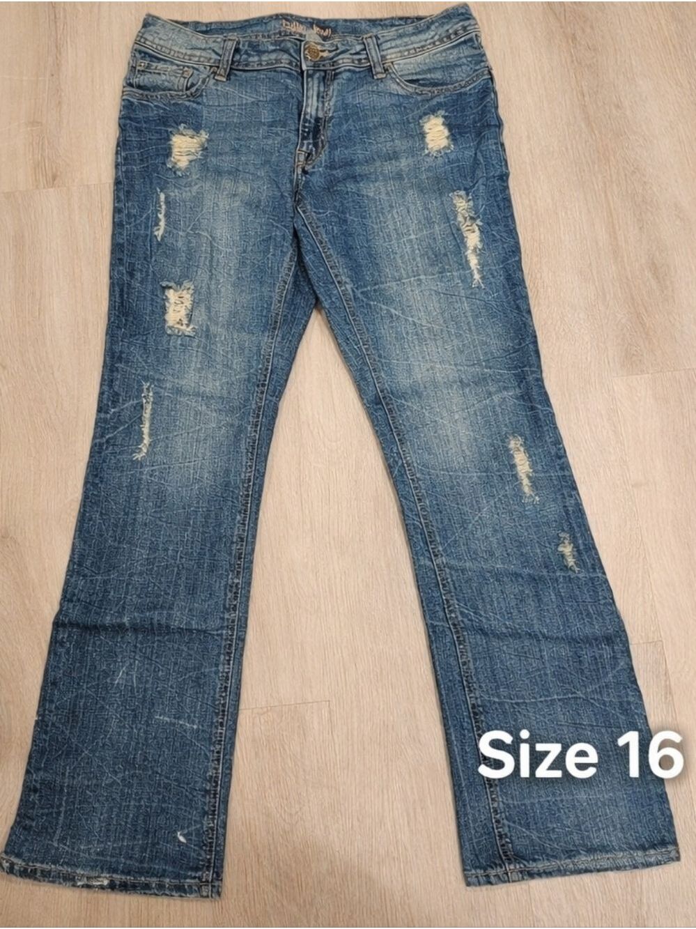 Suko Jeans Distressed Bootcut Jeans Womens 16 Y2K Rhinestone Button